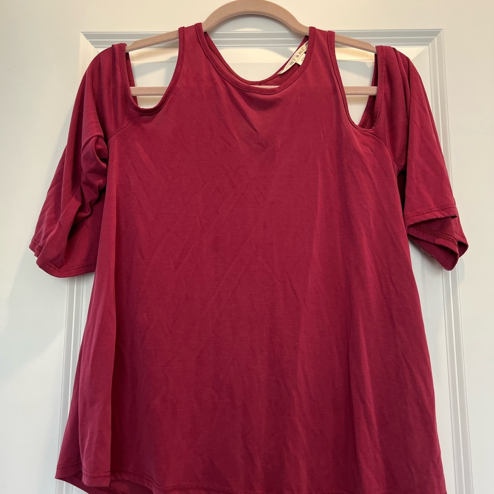 Miami Mauve Cold Shoulder 3/4 Sleeve Top, Size XS